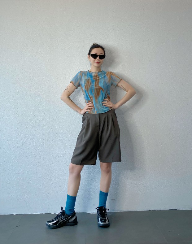 Brown Pleated Shorts #250409